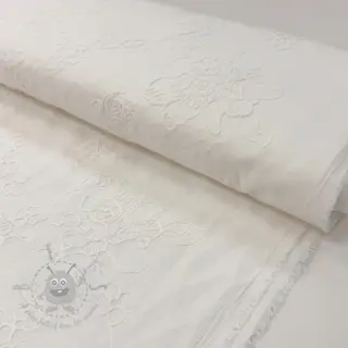 Bavlnená látka VOILE EMBROIDERY Flowers white