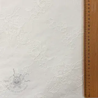 Bavlnená látka VOILE EMBROIDERY Flowers white