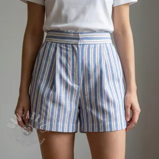 Katoenen stof YARN DYED Stripes Nina blue