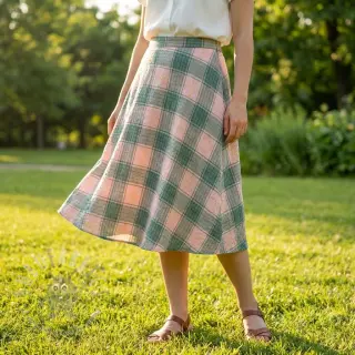 Viscose CRINKLE Check peach