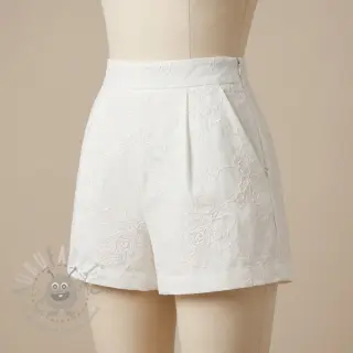 Bavlnená látka VOILE EMBROIDERY Flowers white