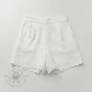 Katoenen stof VOILE EMBROIDERY ONE-SIDE BORDER white