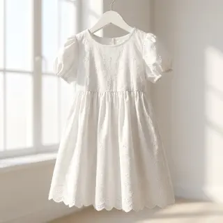 Bavlnená látka EMBROIDERY TWO-SIDE SCALLOP Simi white