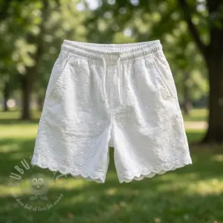 Katoenen stof EMBROIDERY TWO-SIDE SCALLOP Verena white