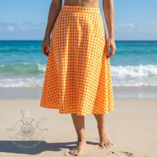 Katoenen stof YARN DYED NEON SMALL Checks orange