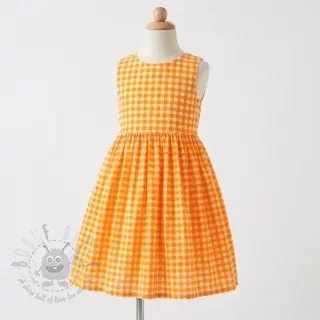 Katoenen stof YARN DYED NEON SMALL Checks orange