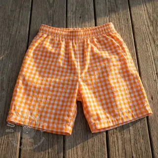 Katoenen stof YARN DYED NEON SMALL Checks orange
