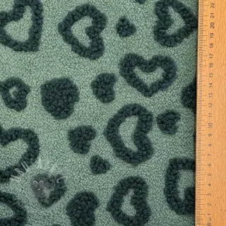 Mantelstof TEDDY Hearts old green