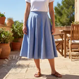 Katoenen stof YARN DYED Stripes LUREX blue