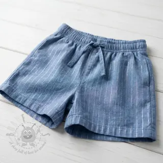 Katoenen stof YARN DYED Stripes LUREX blue