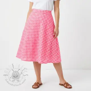 Katoenen stof YARN DYED NEON BIG Checks pink