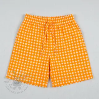 Katoenen stof YARN DYED NEON BIG Checks orange