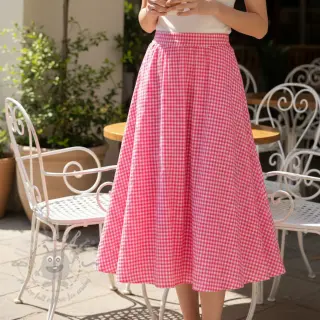 Katoenen stof YARN DYED NEON SMALL Checks pink