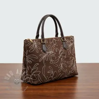 Suèdestof Tape flower dark brown