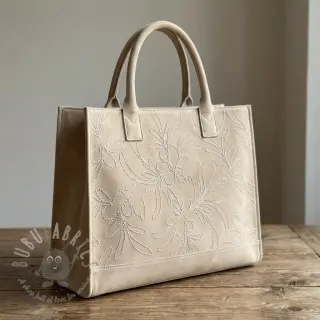 Suèdestof Tape flower beige