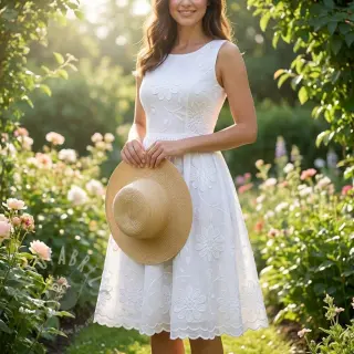 Katoenen stof EMBROIDERY Bellagio white