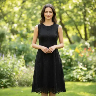 Katoenen stof EMBROIDERY Bellagio black