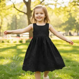 Katoenen stof EMBROIDERY Bellagio black