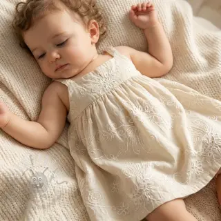 Katoenen stof VOILE EMBROIDERY Kokka natural