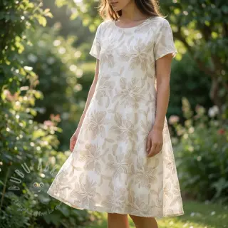 Katoenen stof VOILE EMBROIDERY Kim off white