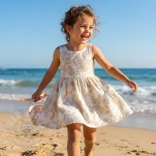 Katoenen stof VOILE EMBROIDERY Kim off white