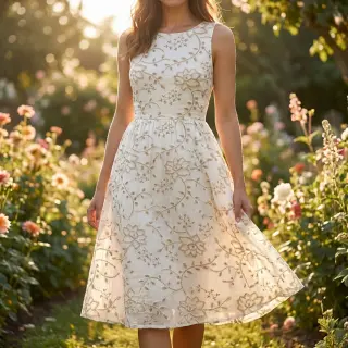 Bavlnená látka VOILE EMBROIDERY Kiara off white