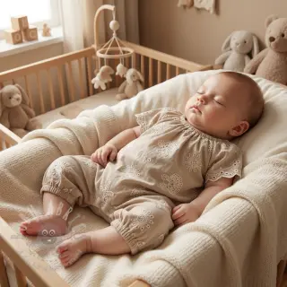 Katoenen stof EMBROIDERY Sea ornaments natural