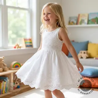 Katoenen stof EMBROIDERY Leon border