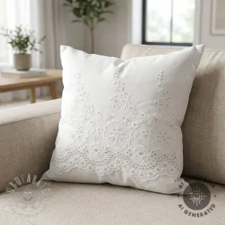 Katoenen stof EMBROIDERY Leon border