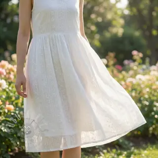 Katoenen stof EMBROIDERY Pattern white