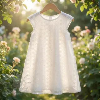 Katoenen stof EMBROIDERY Pattern white