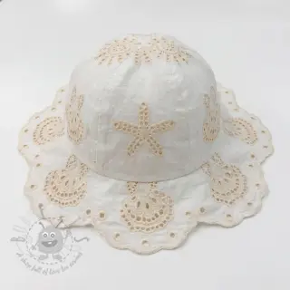 Katoenen stof EMBROIDERY Sea ornaments white
