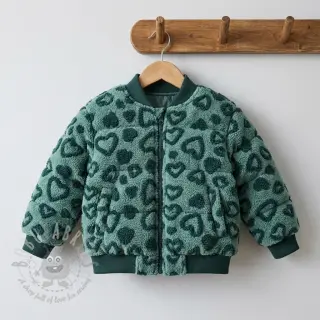 Mantelstof TEDDY Hearts old green