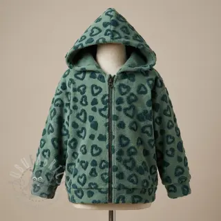 Mantelstof TEDDY Hearts old green