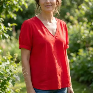 Katoenen stof met viscose red