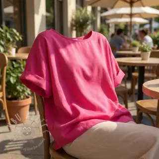 Katoenen stof met viscose fuchsia