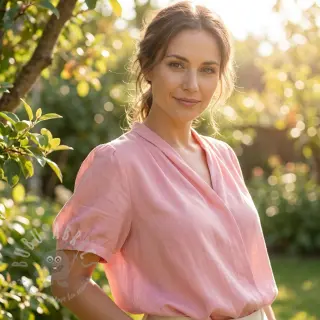 Katoenen stof met viscose light rose