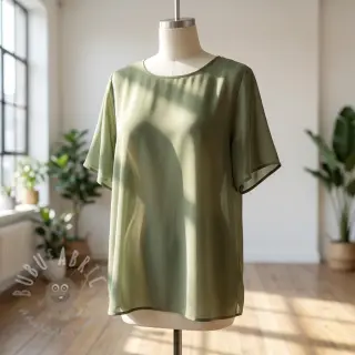 Katoenen stof met viscose olive