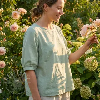 Katoenen stof met viscose mint