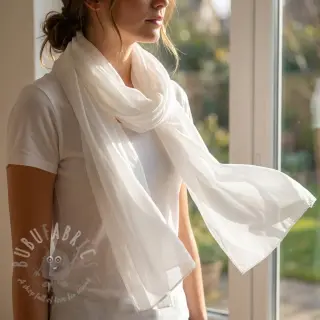 Katoenen stof met viscose white