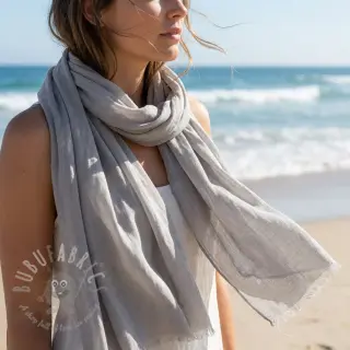 Katoenen stof met viscose light grey