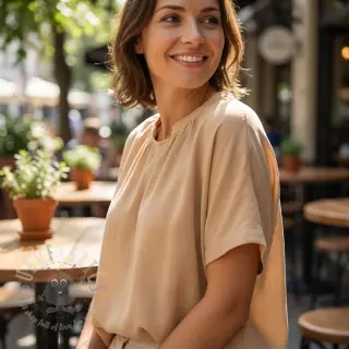 Katoenen stof met viscose sand