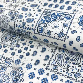 Katoenen stof Kansas blanc blue