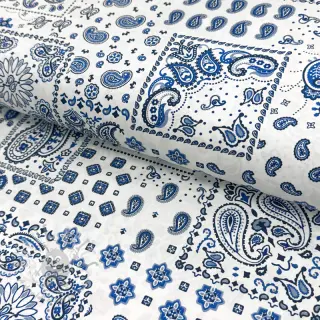 Katoenen stof Kansas blanc blue