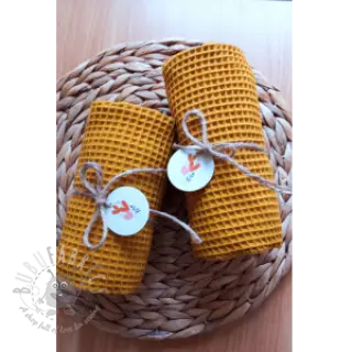 Katoen met wafelbinding ochre