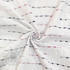 Katoenen stof DOBBY CRINKLE Stripe white