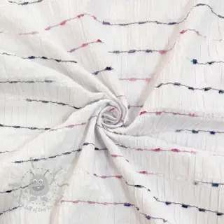 Katoenen stof DOBBY CRINKLE Stripe white