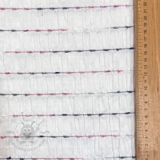 Katoenen stof DOBBY CRINKLE Stripe white