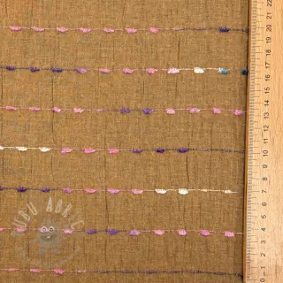 Katoenen stof DOBBY CRINKLE Stripe camel