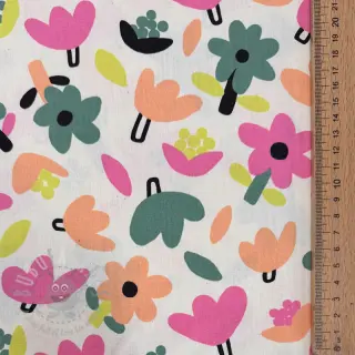 Katoenen stof Flowers natural/green by JENNIFER BOURON ORGANIC